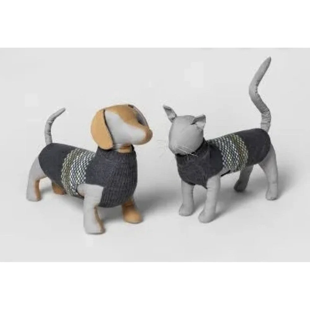 Fairisle Stripe Cool Colorway Dog Sweater, Boots & Barkley GRAY Size Medium New‎